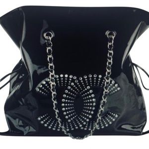 Stunning CHANEL black patent CC Strass BonBon tote